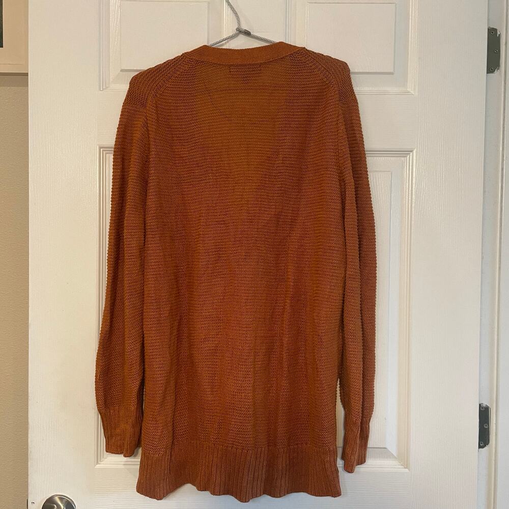 Banana Republic size XL Italian Linen Cardigan Sweater Rust - Picture 2 of 13